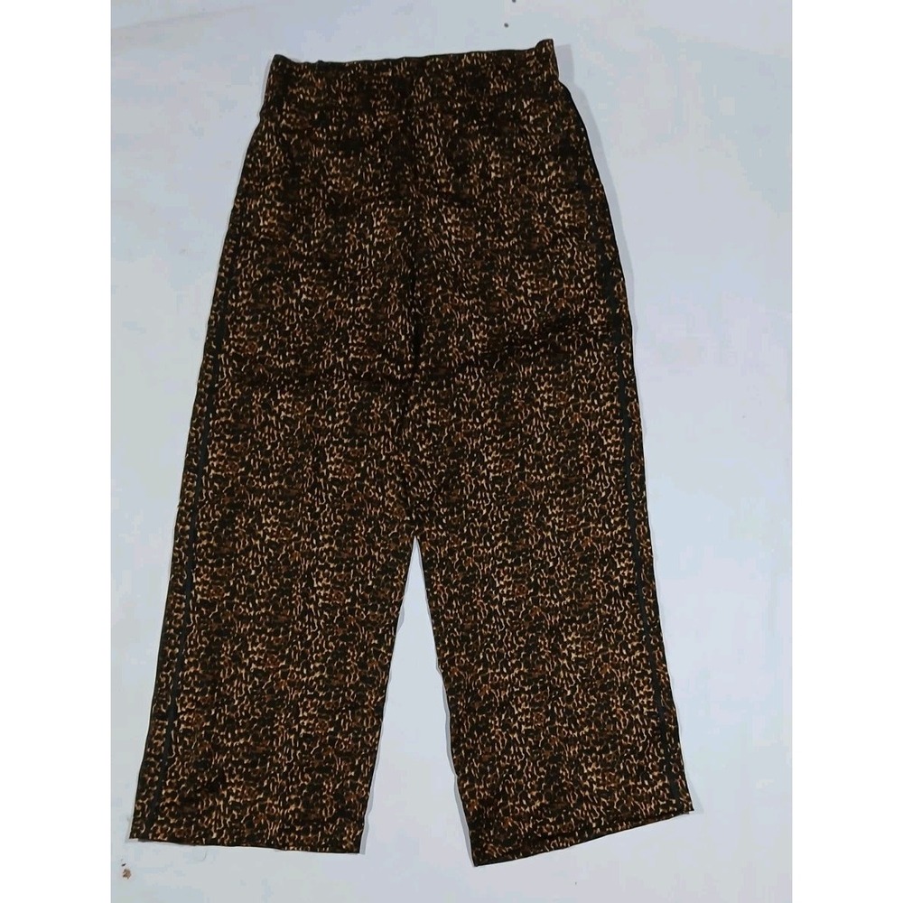 New Talbots Leopard Print Pull On Wide Leg Pants